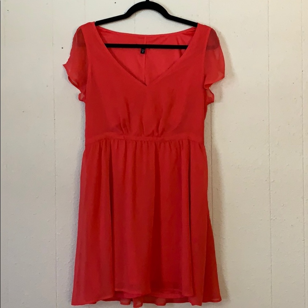 Knee length ruffle sleeve dress